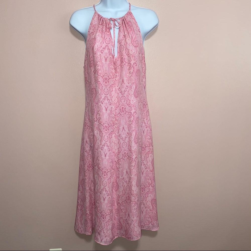 J Crew pink paisley silk halter dress size 8